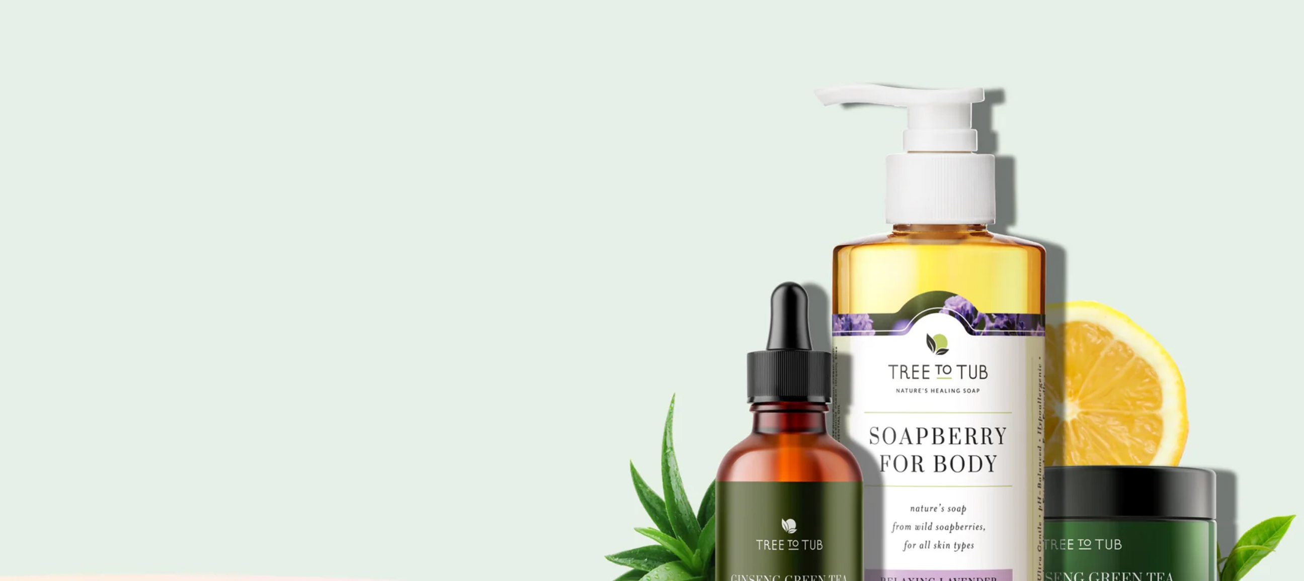 Products for skin care from Tree To Tub brand